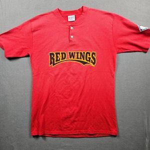 Vintage Red Wings Jersey Shirt Henley AAU Eagle USA Medium Hockey 24